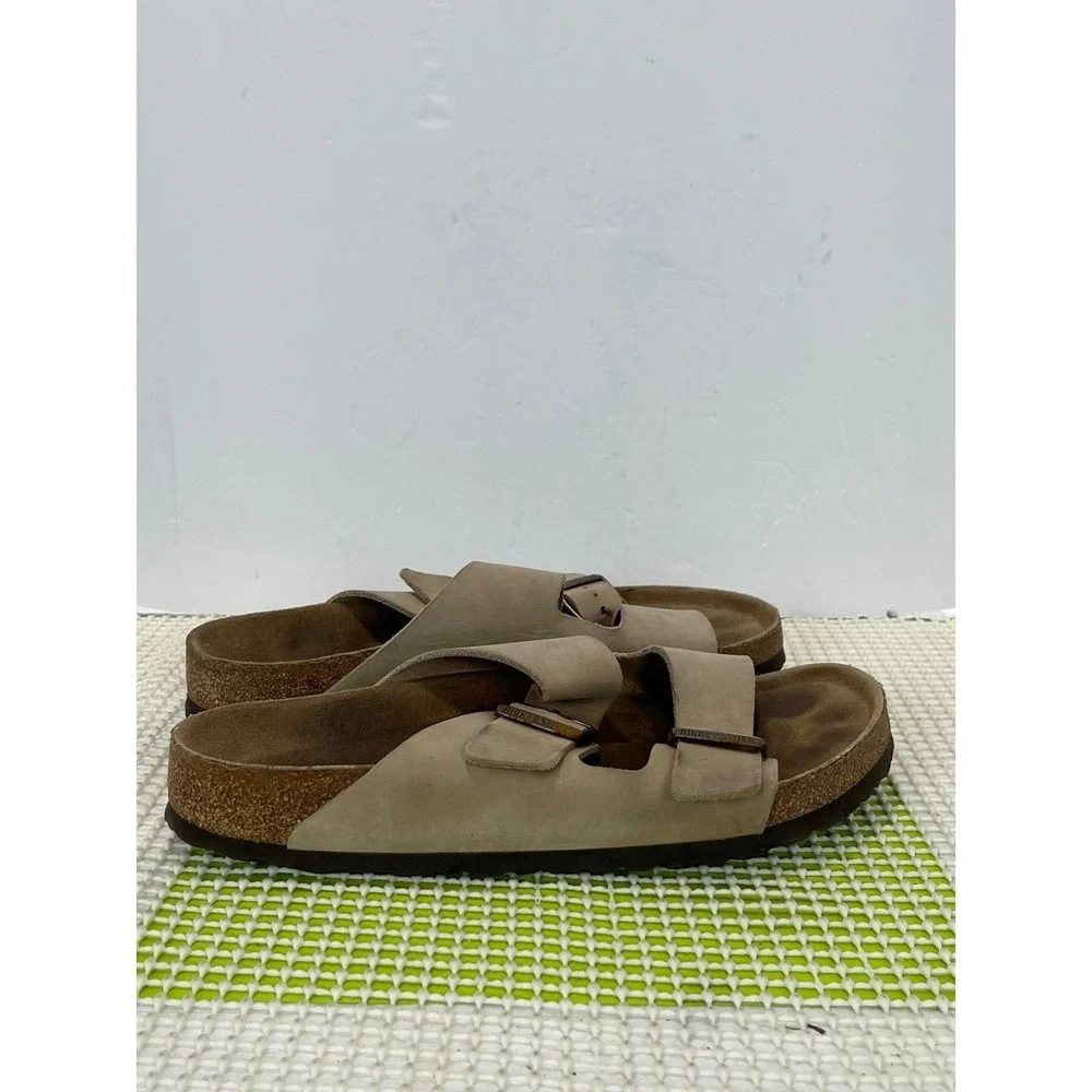 Birkenstock Arizona Tobacco Brown Nubuck Leather Slide Sandals